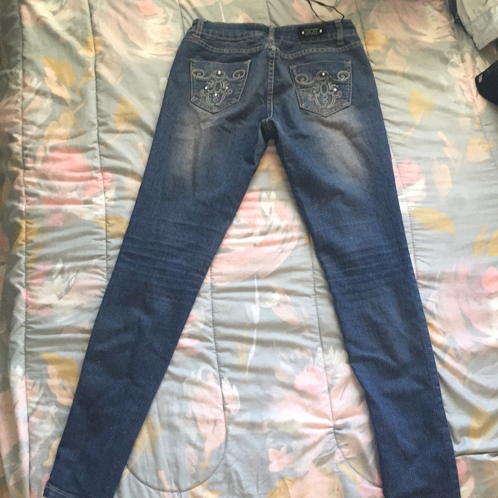 Blue denim skinny jeans